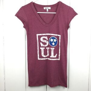 William Rast Burgundy Tee “Soul” Cap Sleeve Top, Size XS‎